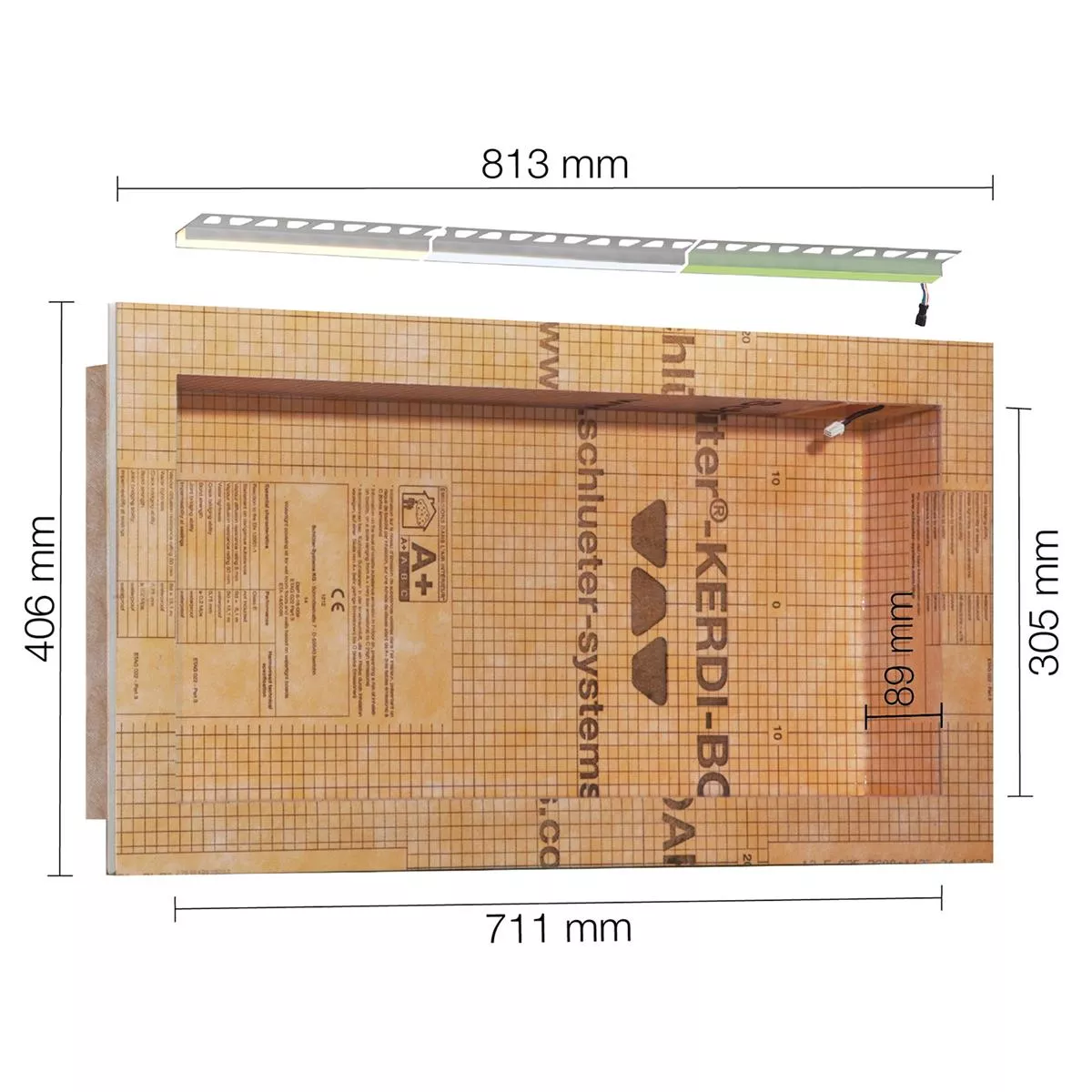 Schlüter Kerdi Board NLT fülkegarnitúra LED világítással RGB 71,1x30,5x8,9 cm Schlüter Kerdi Board NLT fülkegarnitúra LED világítással RGB 71,1x30,5x8,9 cm