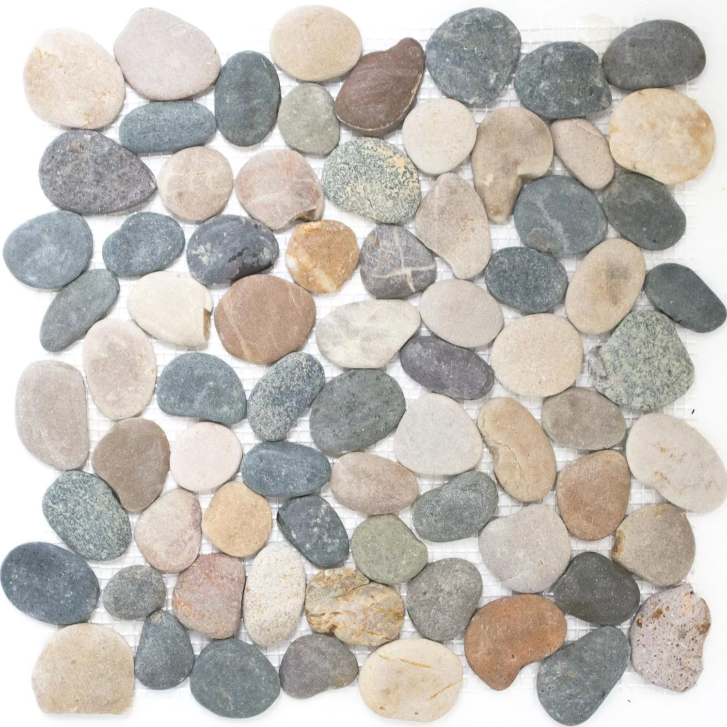 Folyami Kavicsok Természetes Kő Mozaik Csempék Doha Bézs Szürke Fekete