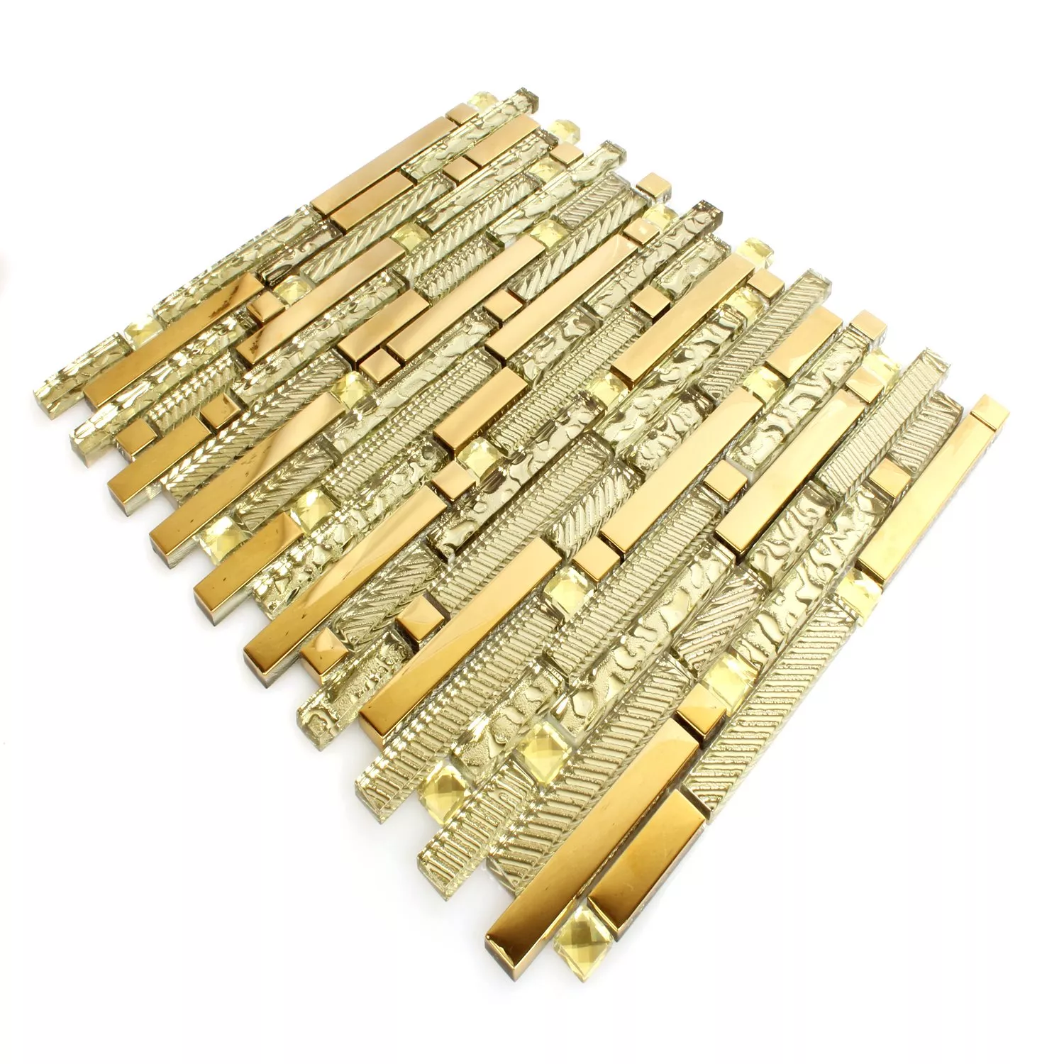 Üvegmozaik Csempék Strukturált Arany 15x62x8mm