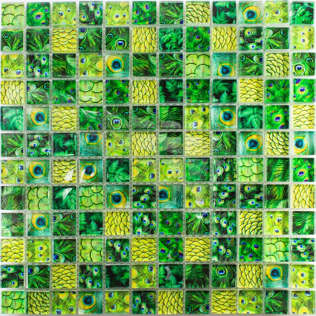 Üvegmozaik Csempék Peafowl Zöld 23