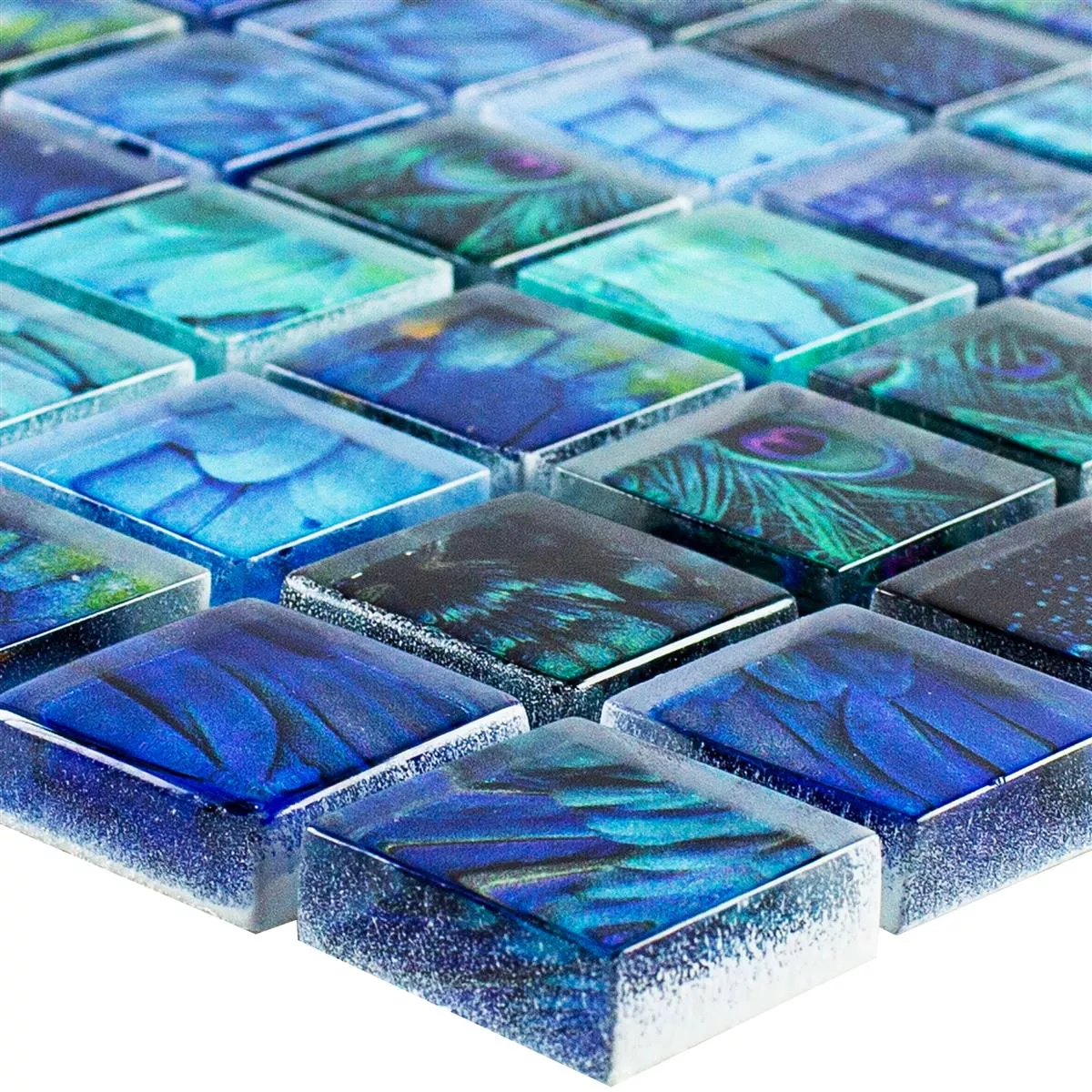 Üvegmozaik Csempék Peafowl Kék 23