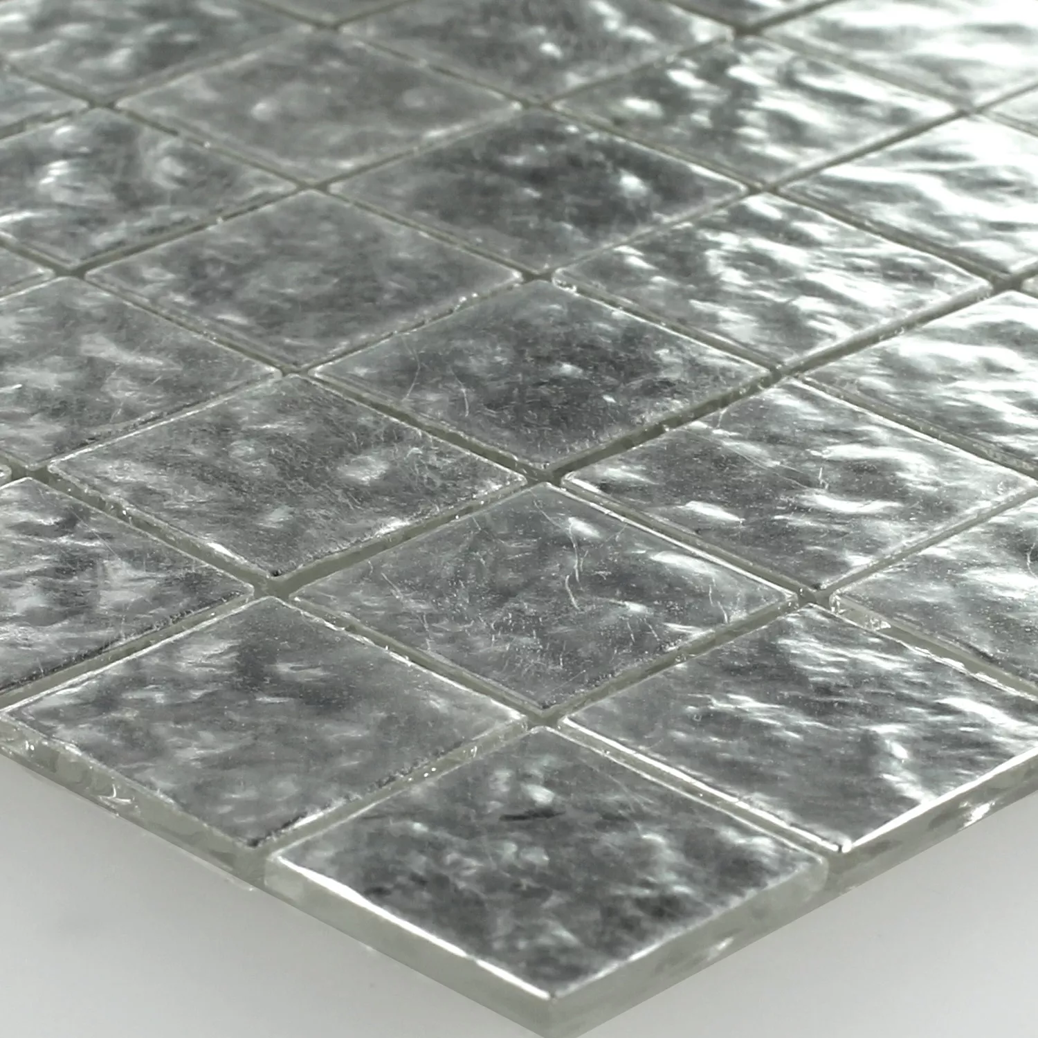 Mozaik Csempe Trend-Vi Üveg Fehér Arany 24 Karát Hullámos 2x2cm