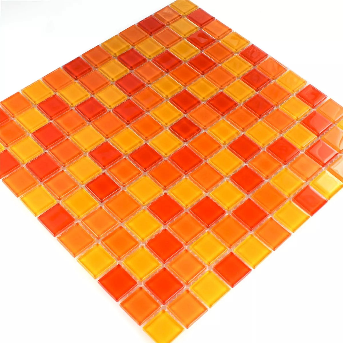 Mozaik Csempe Üveg Piros Narancs Sárga 25x25x4mm