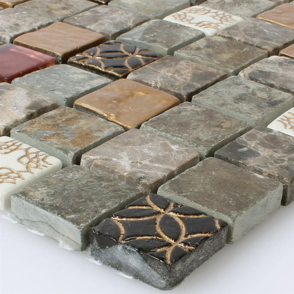 Minta Mozaik Csempe Üveg Természetes Kő Mix 23x23x8mm