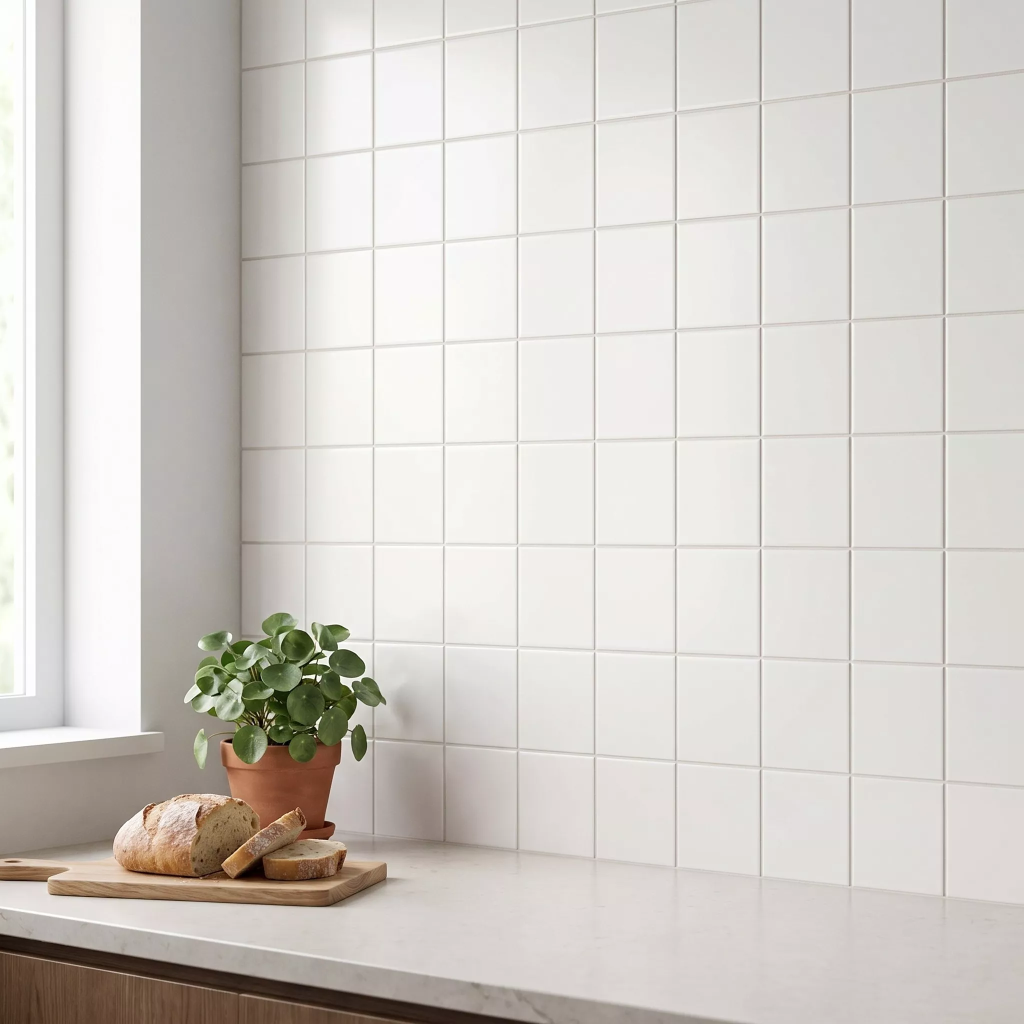 Metró csempe Fehér Deres 10x10 cm Fazetta Nélkül Freyburg Blanco