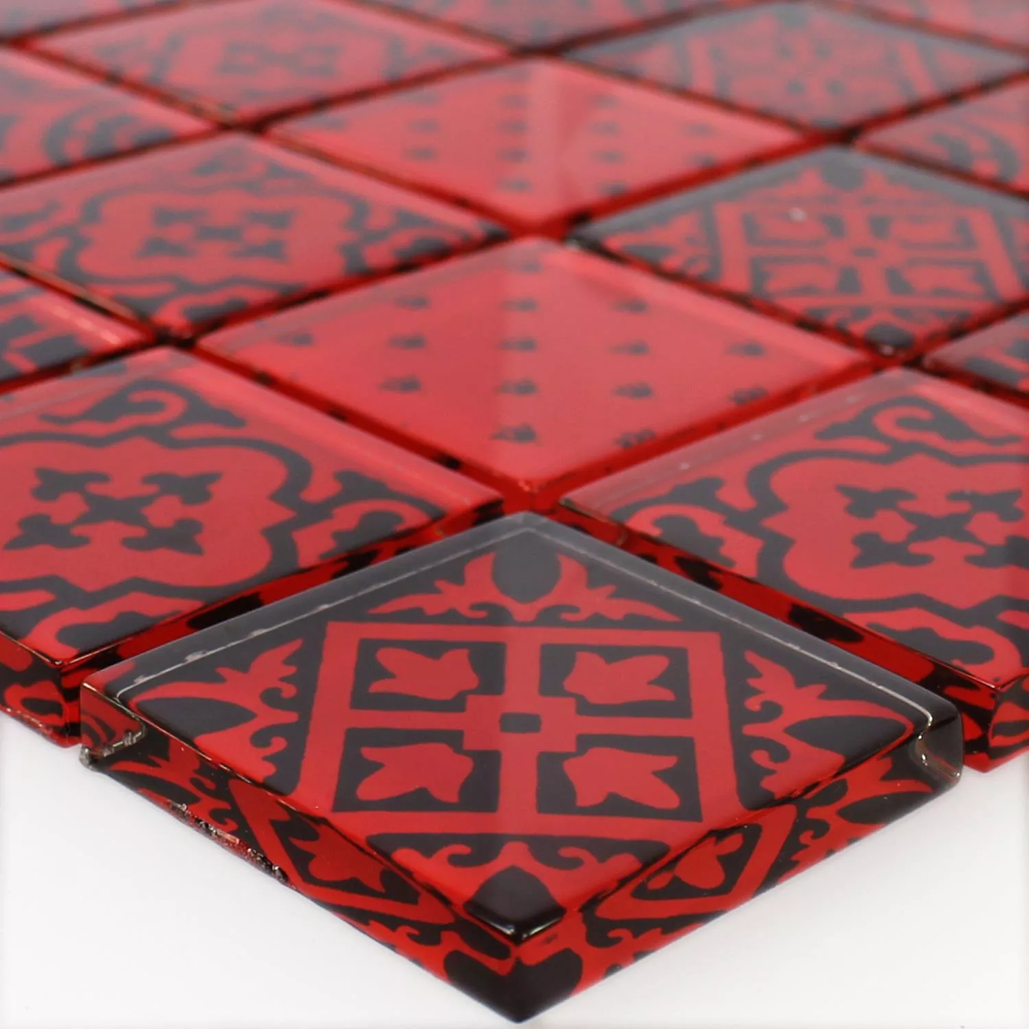 Mozaik Csempe Üveg Barock Dísz Piros