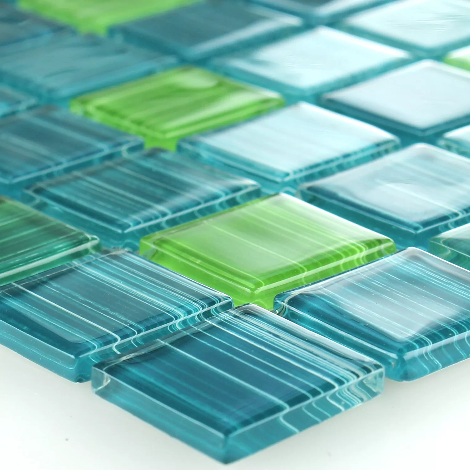 Üvegmozaik Csempék Csíkos Zöld Mix