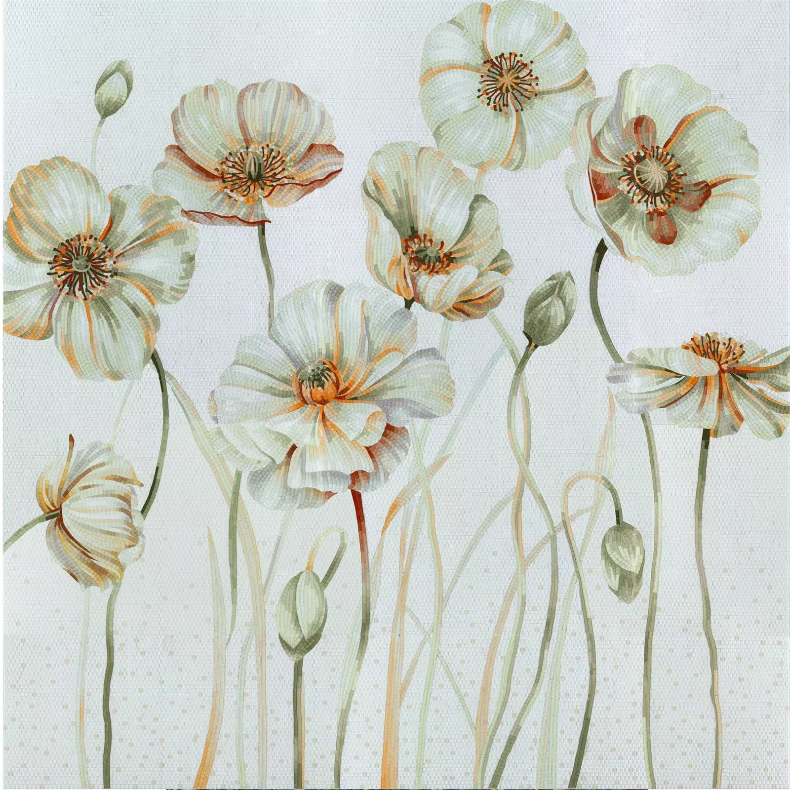 Üvegmozaik Kép White Poppy 130x240cm