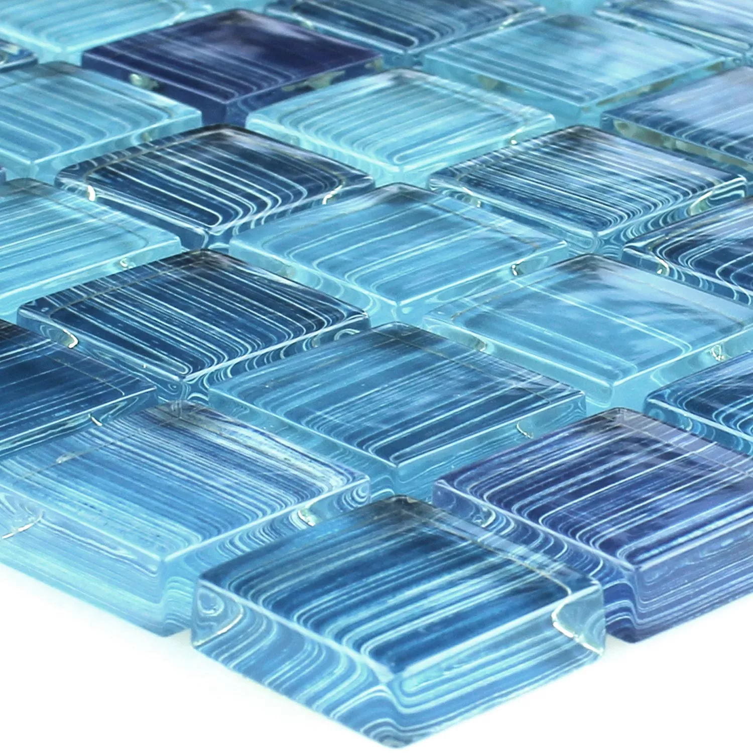 Üvegmozaik Csempék Csíkos Csempe Kék Mix
