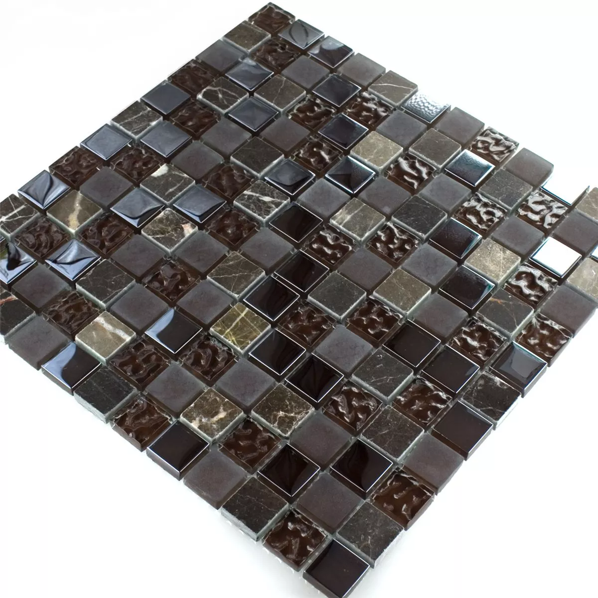 Mozaik Csempe Üveg Üveggolyó Mix Sintra Barna 23x23x8mm