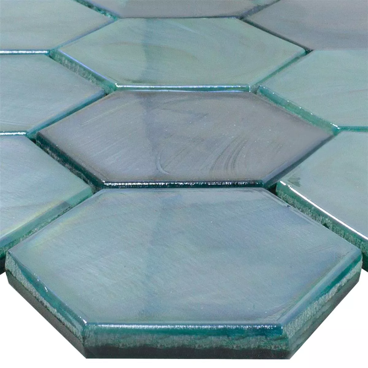 Üvegmozaik Csempék Andalucia Hatszög Tengerzöld
