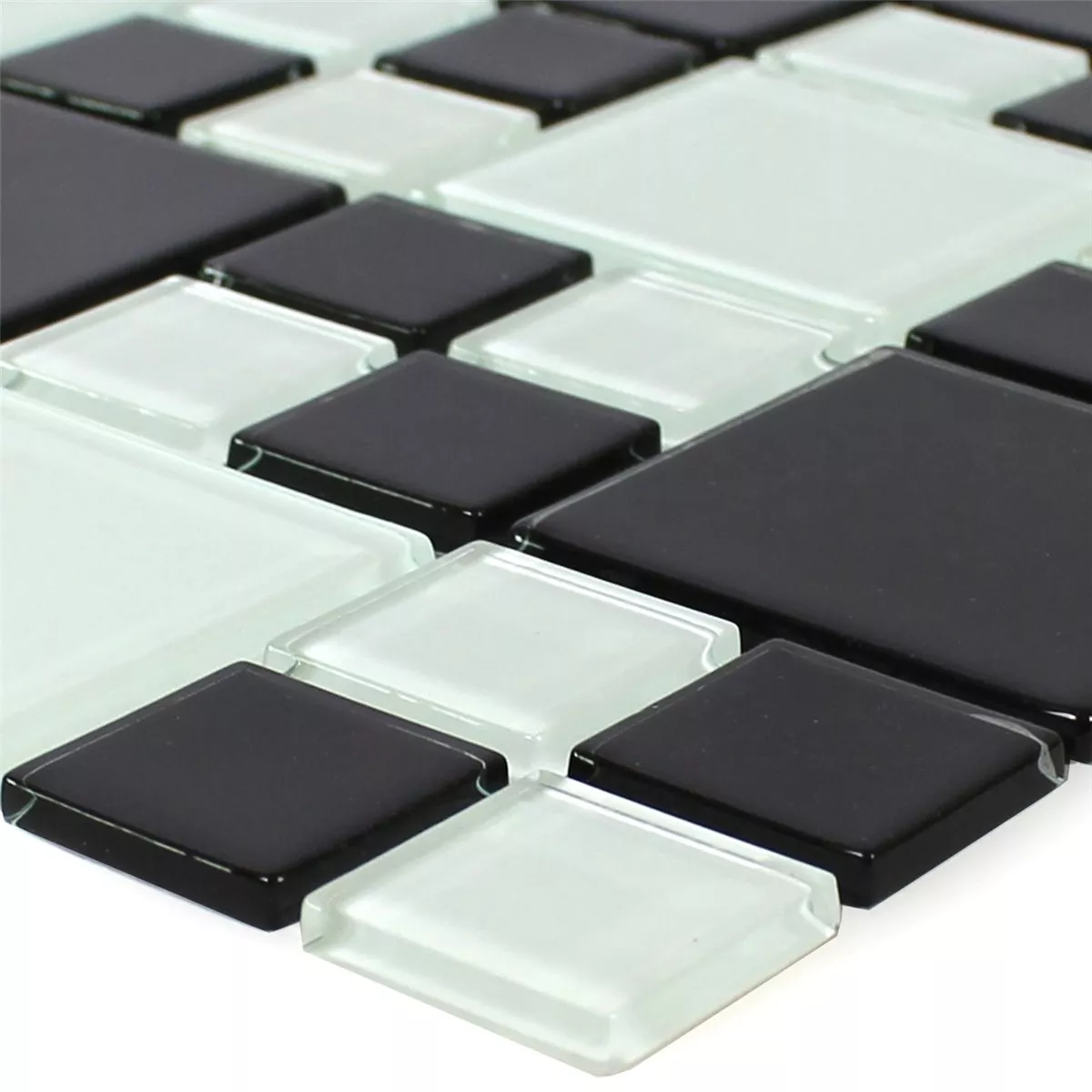 Üvegmozaik Csempék Fekete Fehér Mix