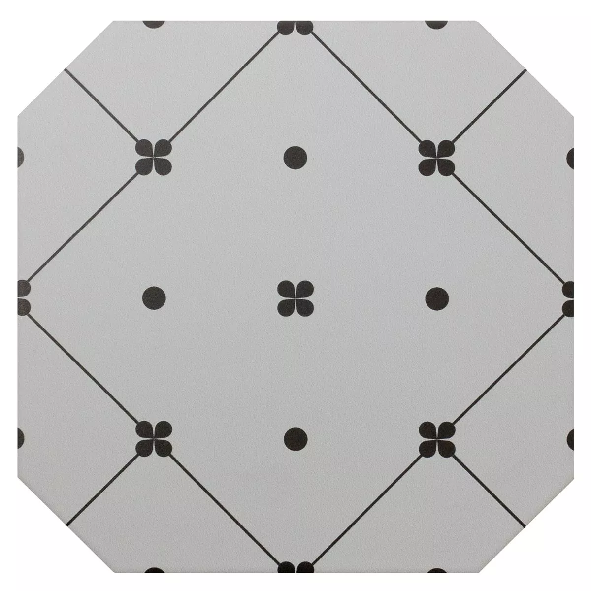 Porcelán Kőedény Csempék Genexia Fekete Fehér Decor 3 Nyolcszög 20x20cm