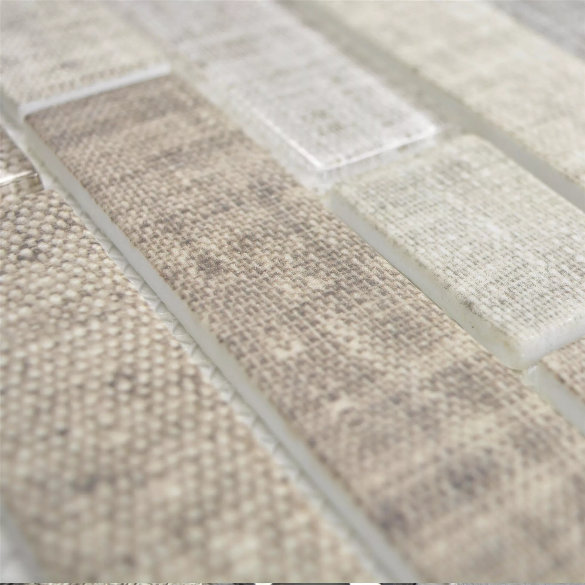 Üvegmozaik Csempék Lyonel Textil Optika Brick Bézs