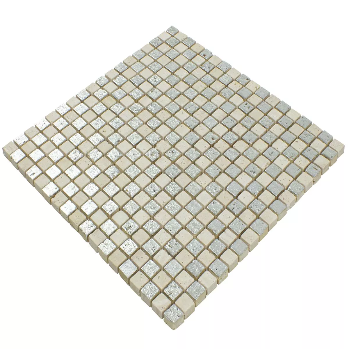Üveggolyó Természetes Kő Mozaik Csempék Antika Mix Ezüst Krém