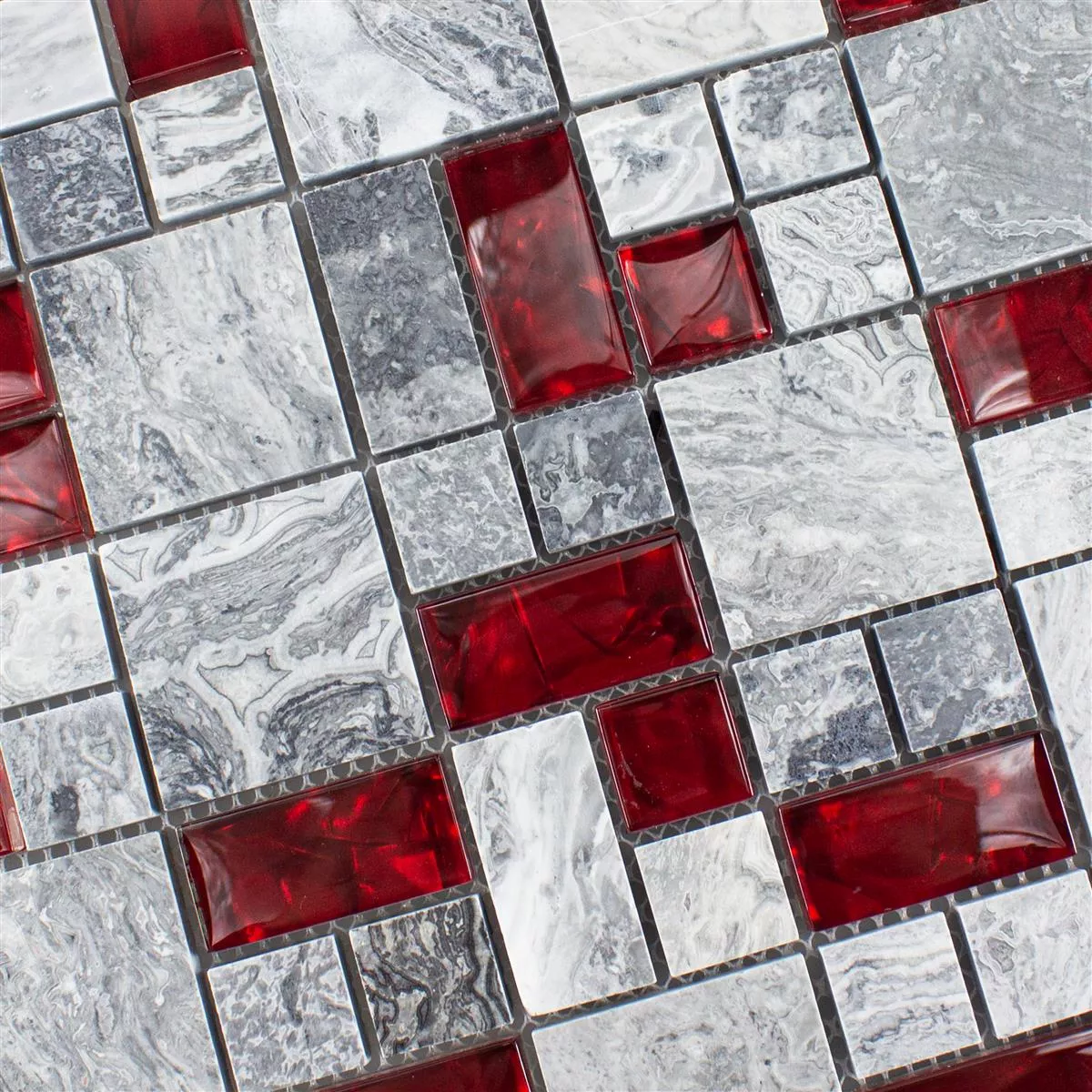 Üveg Természetes Kő Mozaik Csempék Szürke Sinop Piros 2 Mix