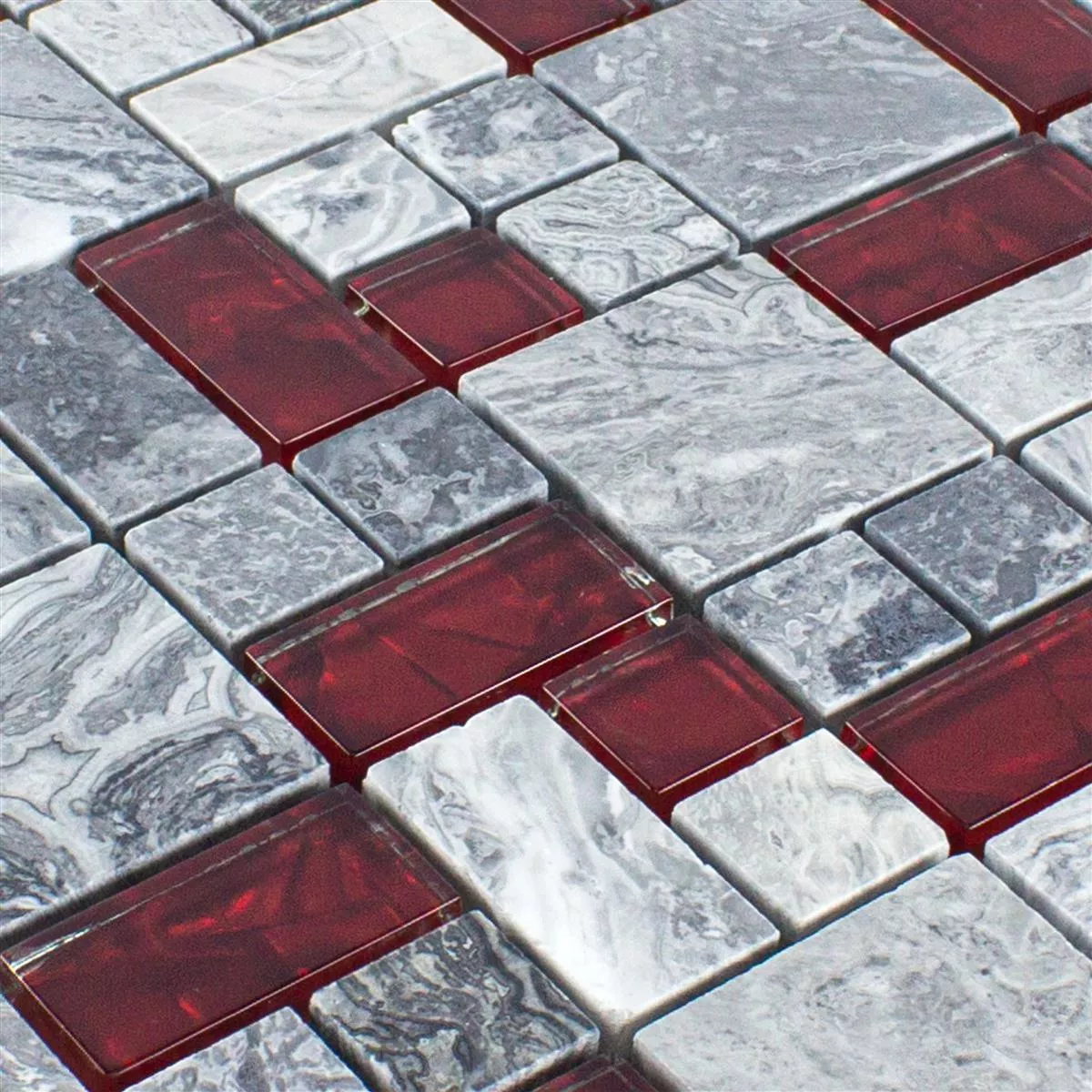 Üveg Természetes Kő Mozaik Csempék Szürke Sinop Piros 2 Mix