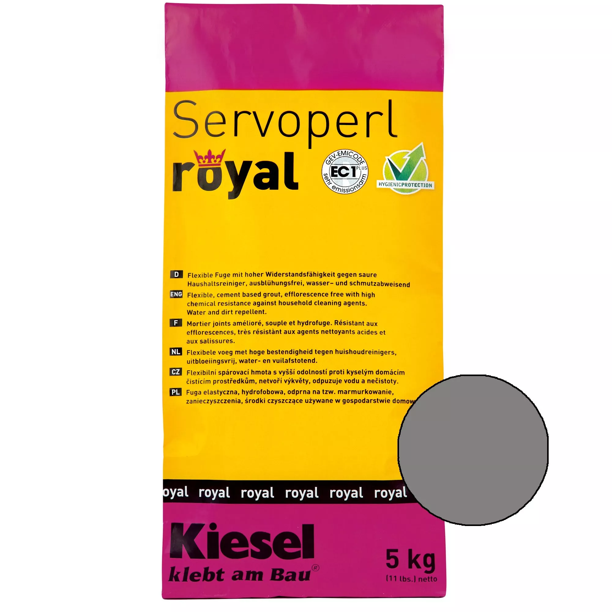 Kiesel Servoperl royal - fuga keverék - 5 kg közepes szürke