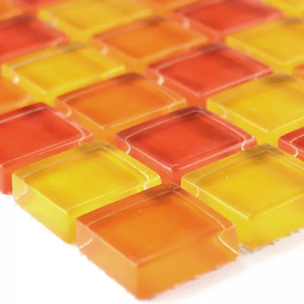 Üvegmozaik Csempék Sárga Narancssárga Piros 25x25x8mm