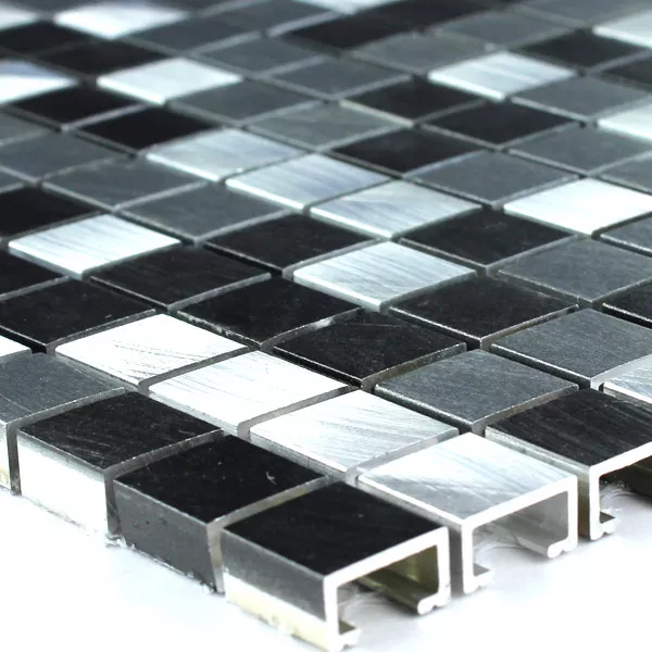 Mozaik Csempe Alumínium Fekete Ezüst 15x15x8mm