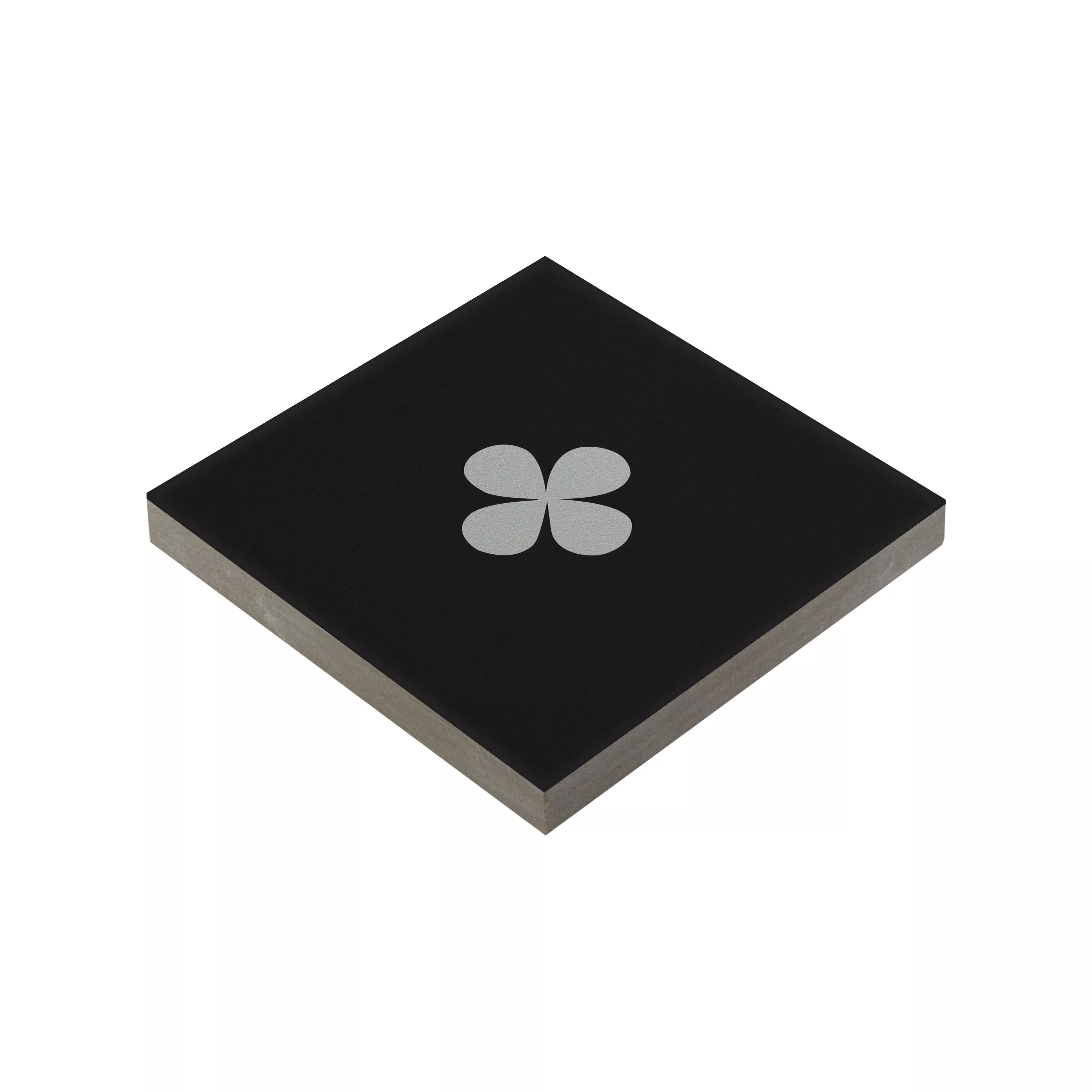 Porcelán Kőedény Csempék Genexia Fekete Fehér Decor 1 Rosone  4,6x4,6cm