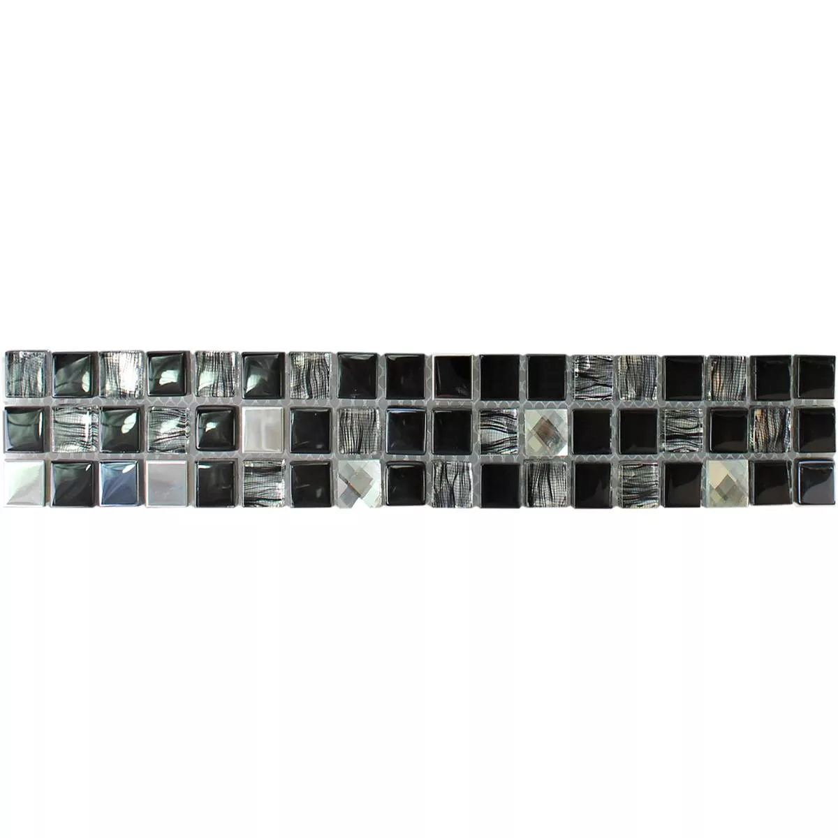 Üveg Fém Mozaik Szegély Mexicali Fekete Szürke Ezüst