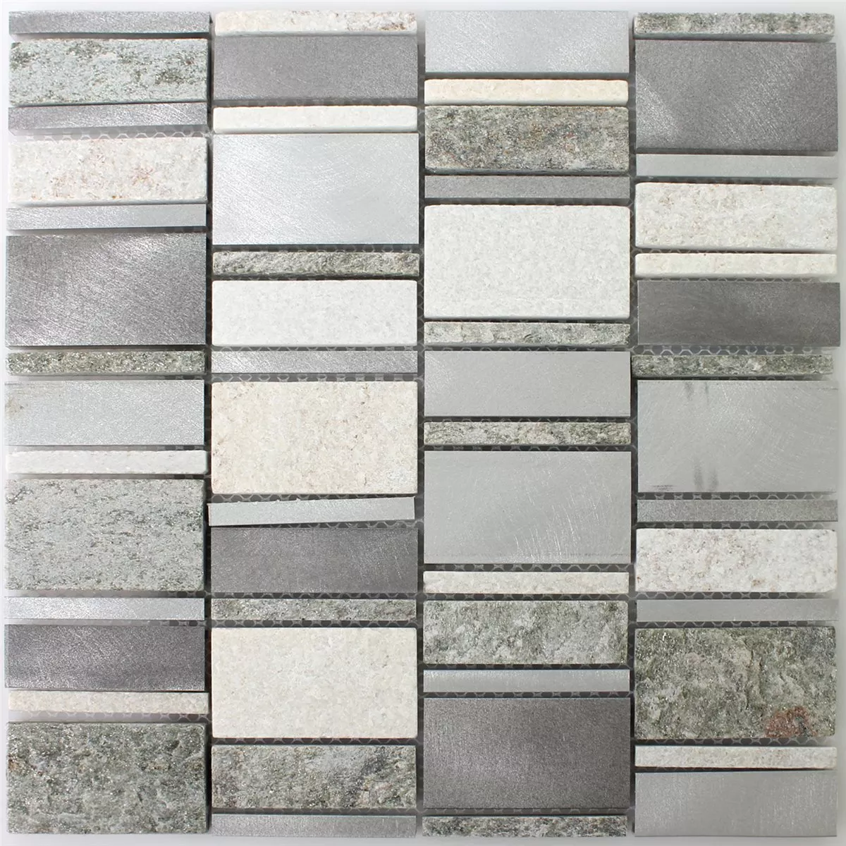 Mozaik Csempe Kvarcit Alumínium Ezüst Mix