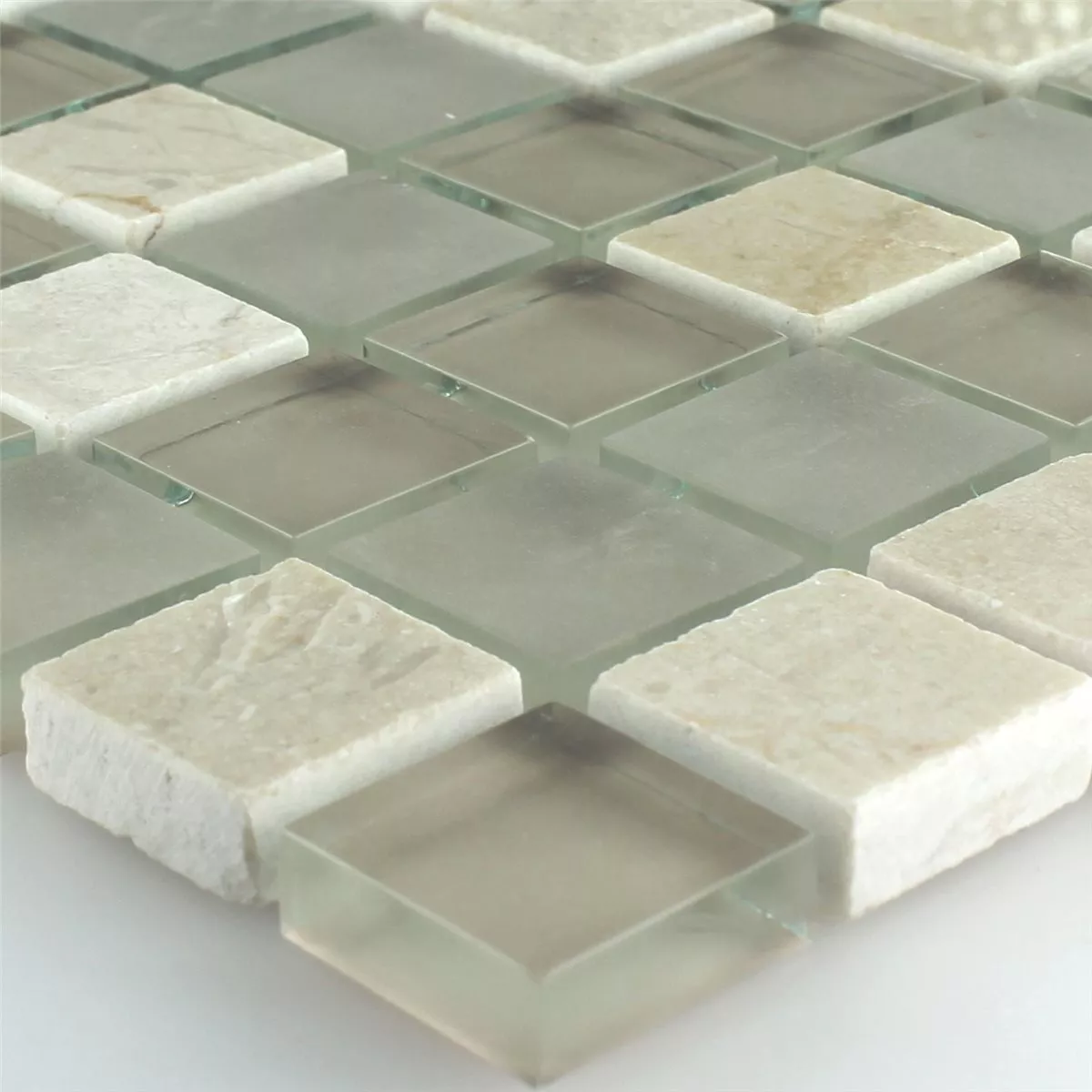 Mozaik Csempe Üveg Üveggolyó Barbuda Krém 23x23x8mm