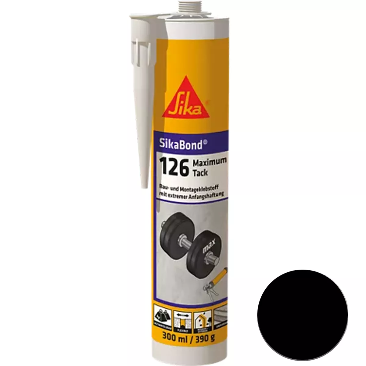 Sikabond-126 Maximum Tack Elastic Adhesive Black 300 ml