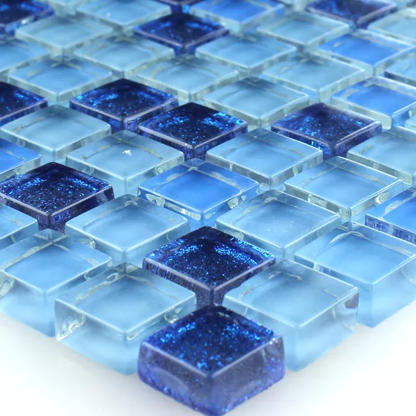 Üvegmozaik Csempék Kék Csillám 15x15x8mm