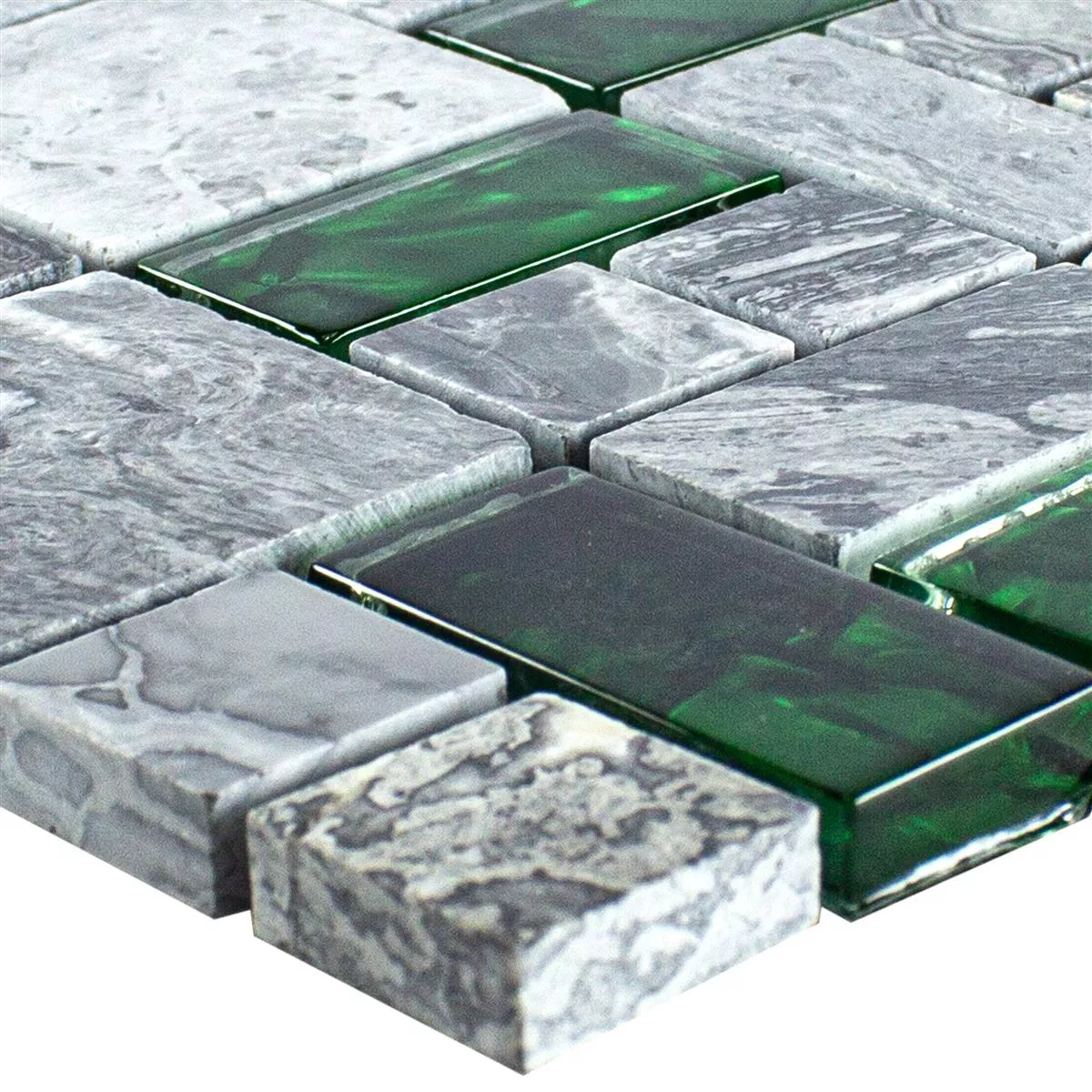 Üveg Természetes Kő Mozaik Csempék Sinop Szürke Zöld 2 Mix