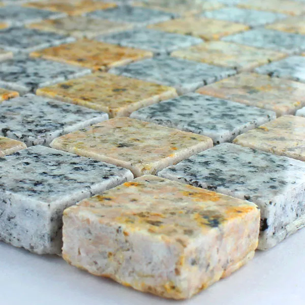 Mozaik Csempe Gránit 23x23x8mm Sárga Szürke Mozaik Csempe Gránit 23x23x8mm Sárga Szürke