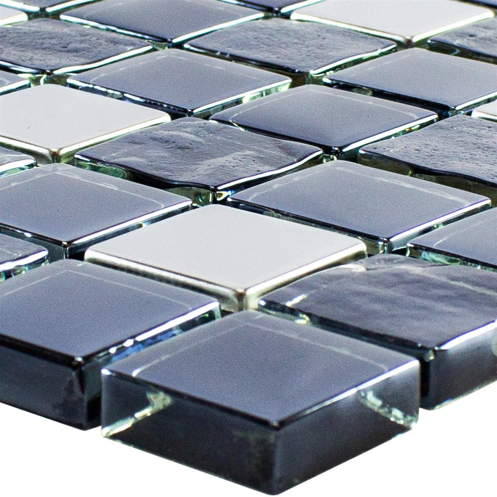 Üvegmozaik Csempe Larisa Metallic Fekete Ezüst