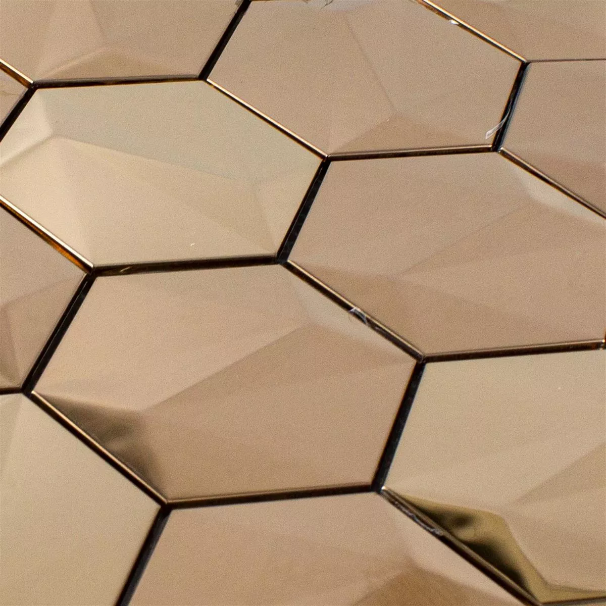 Rozsdamentes Acél Mozaik Csempe Durango Hatszög 3D Réz