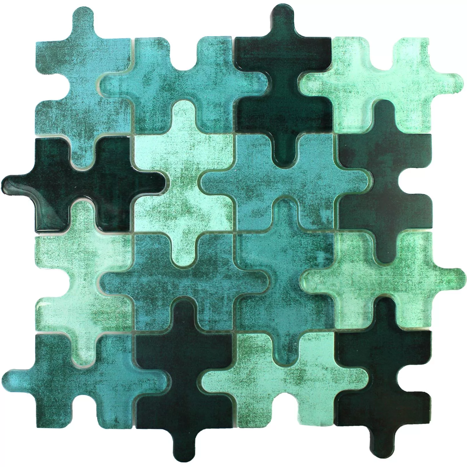 Üvegmozaik Csempék Puzzle Zöld