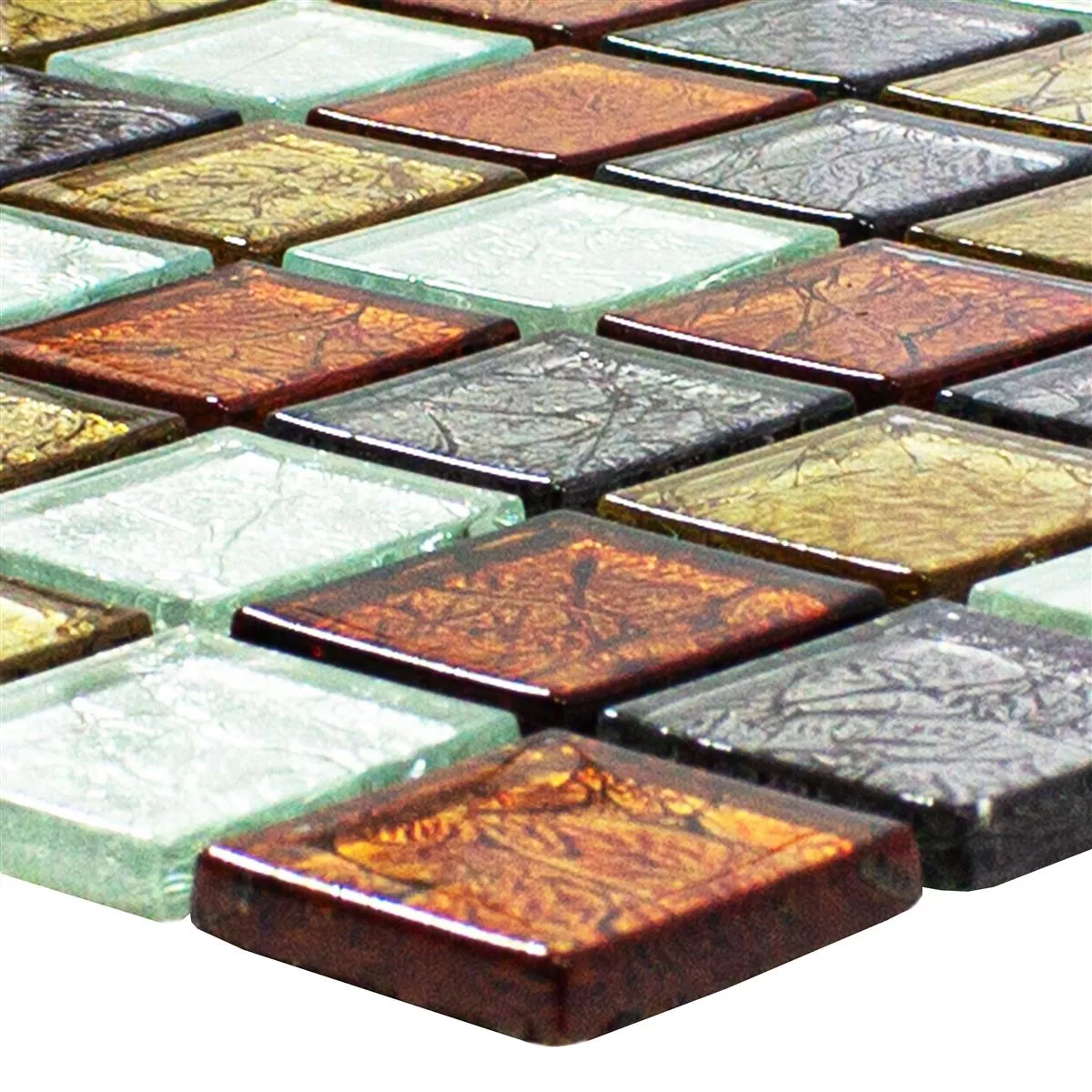 Mozaik Csempe Üveg Bonnie Kristály Strukturált Arany Ezüst Piros