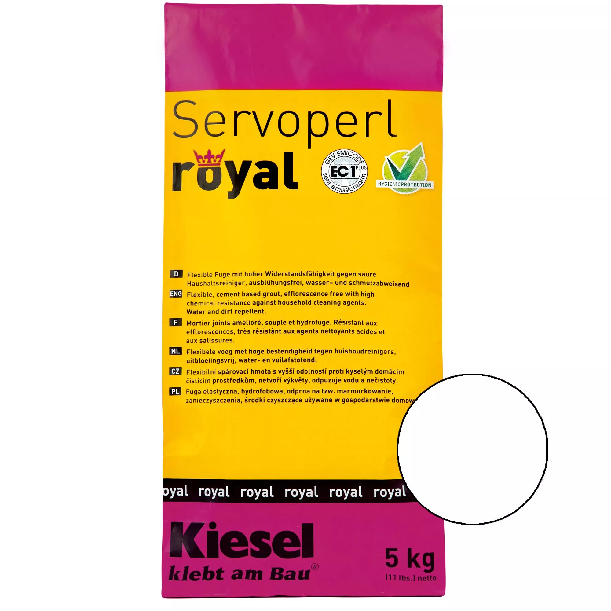 Kiesel Servoperl royal - fuga keverék-5kg fehér