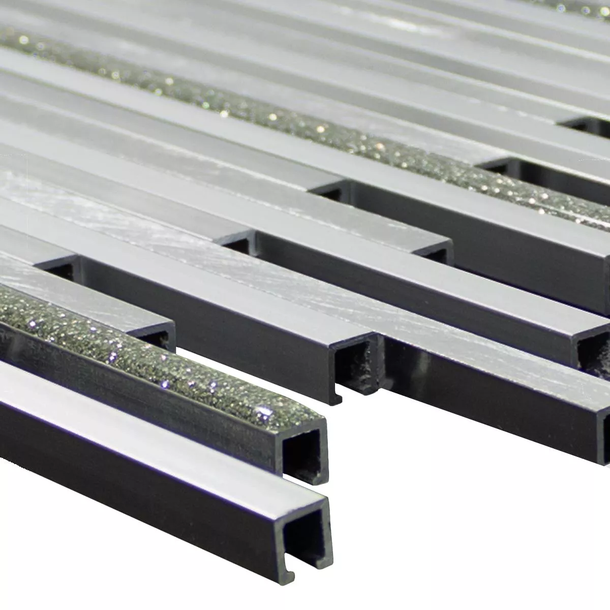 Alumínium Fém Mozaik Csempe Bilbao Stripes Ezüst Alumínium Fém Mozaik Csempe Bilbao Stripes Ezüst