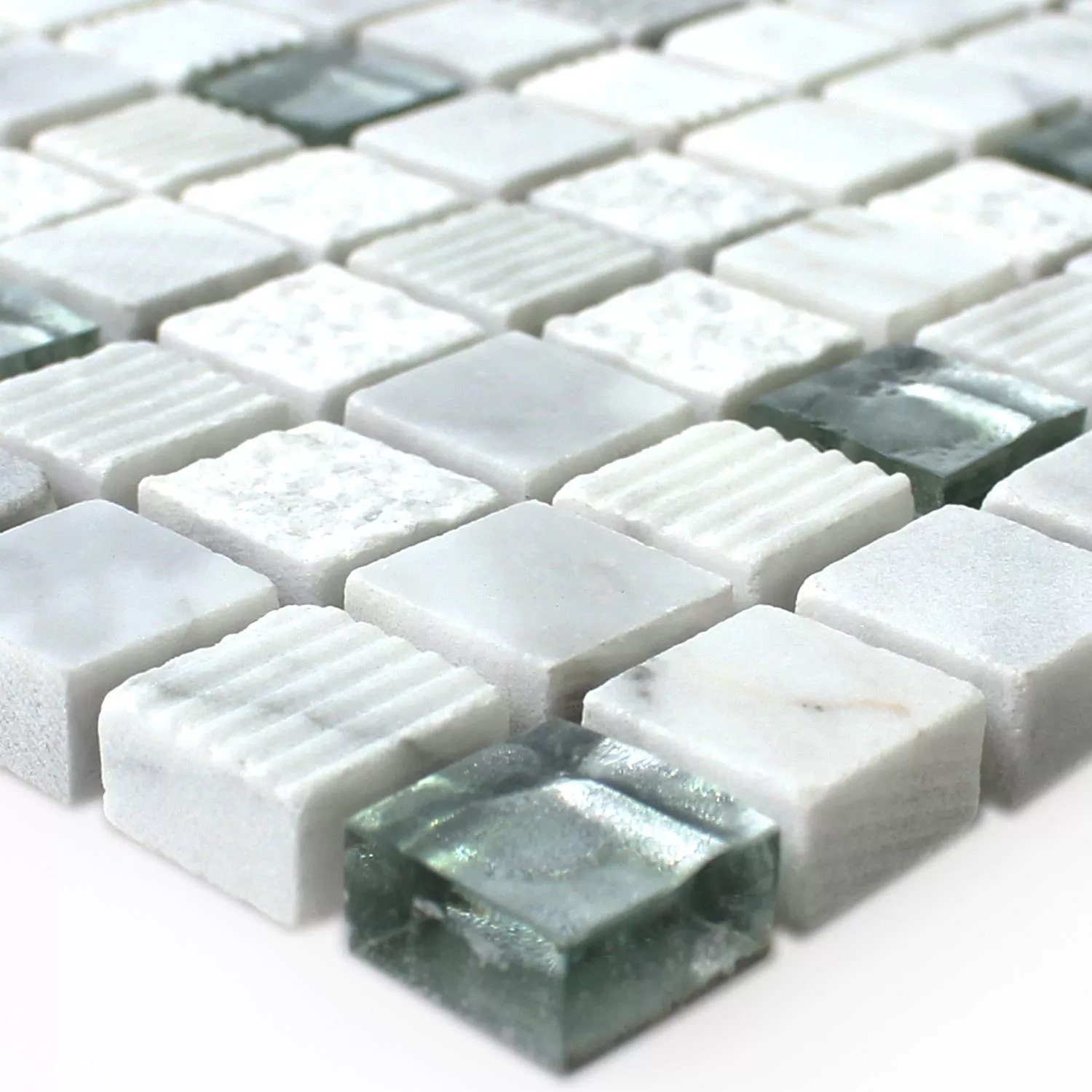 Mozaik Csempe Üveg Természetes Kő Yukon Fehér