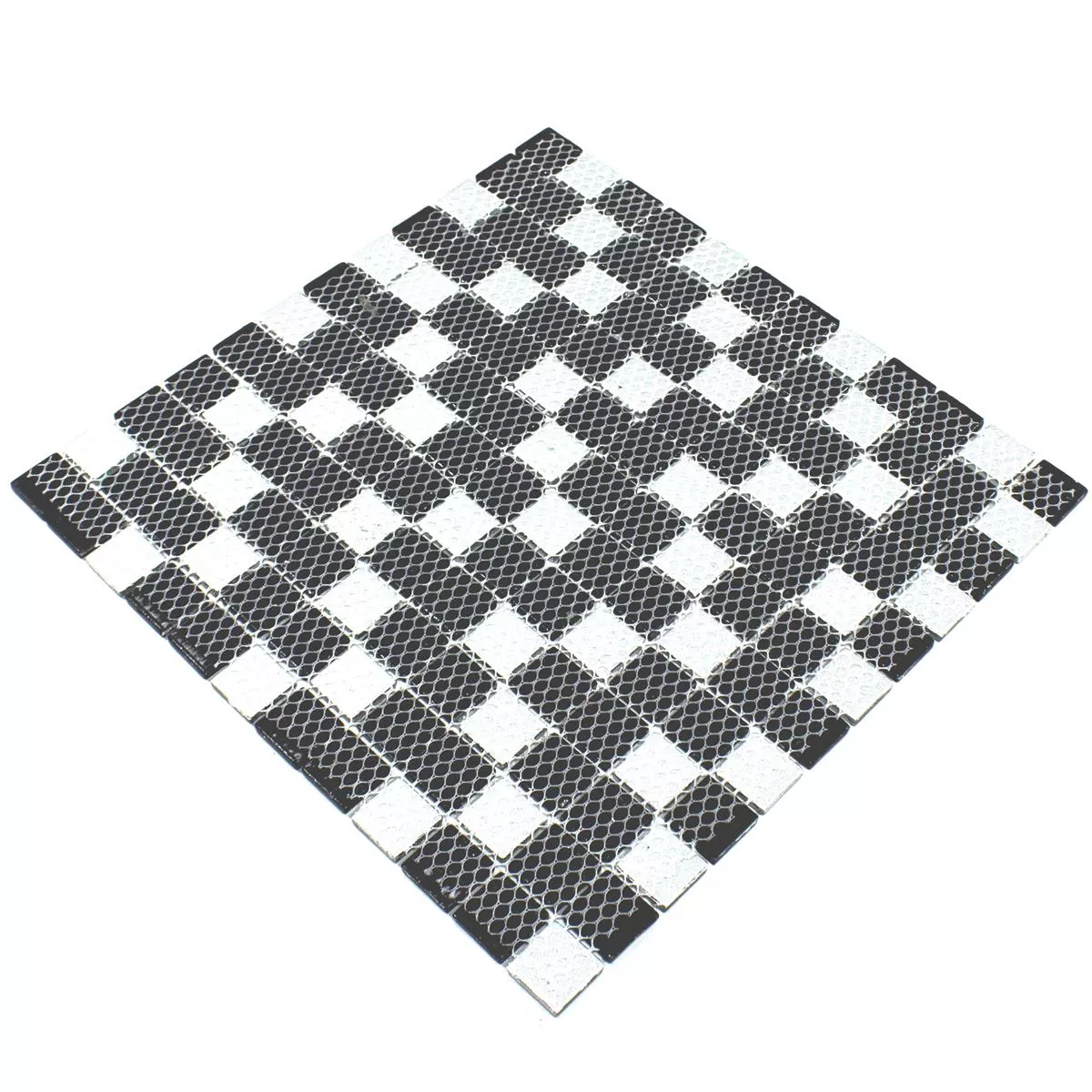 Mozaik Csempe Üveg Bonnie Kristály Strukturált Fekete Ezüst Szürke