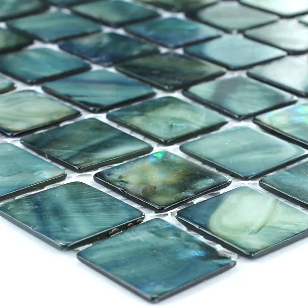 Mozaik Csempe Üveg Gyöngyház Hatású 25x25x2mm Zöld