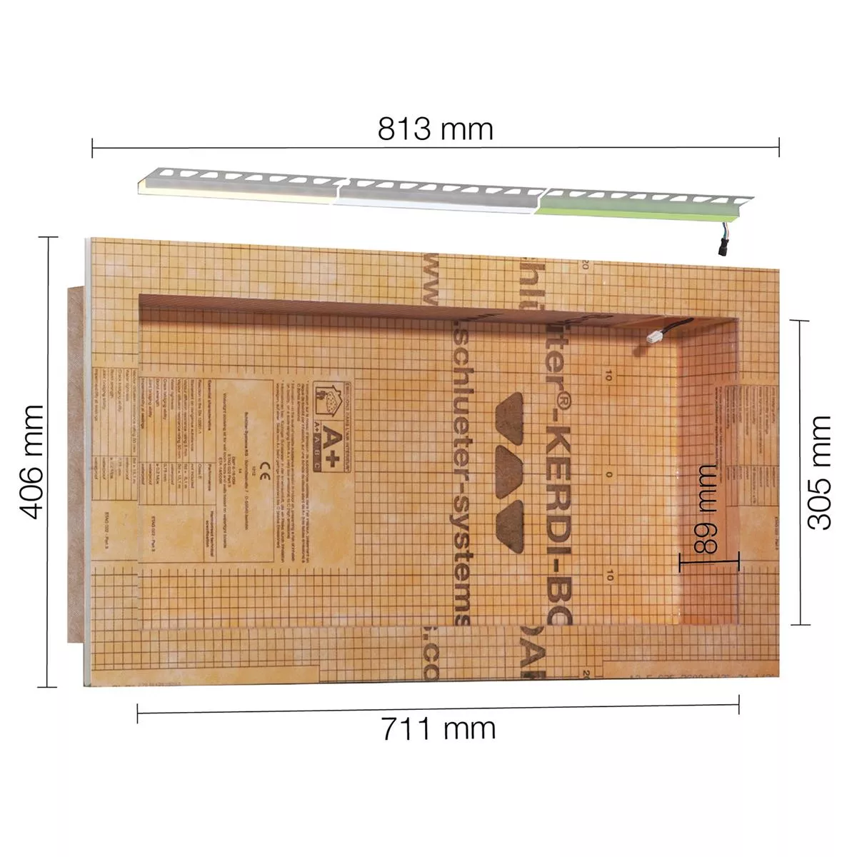 Schlüter Kerdi Board NLT niche készlet LED világítás