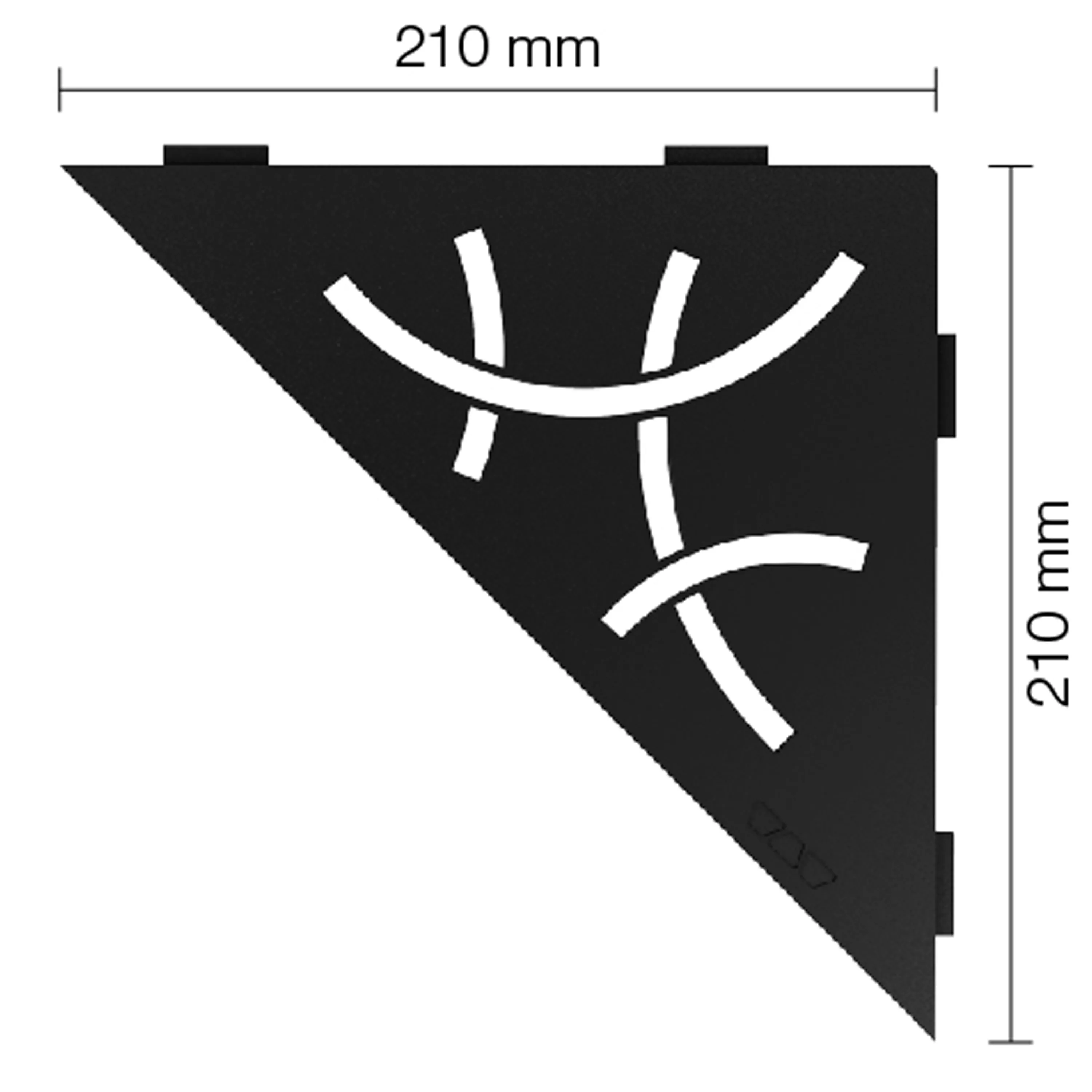 Schlüter falipolc háromszög 21x21cm Curve grafit fekete matt