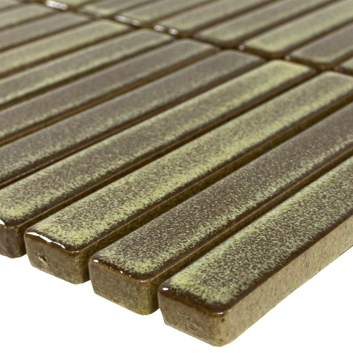Mozaik Csempe Wallachia Világos Barna Csillogó 12x92x8 mm