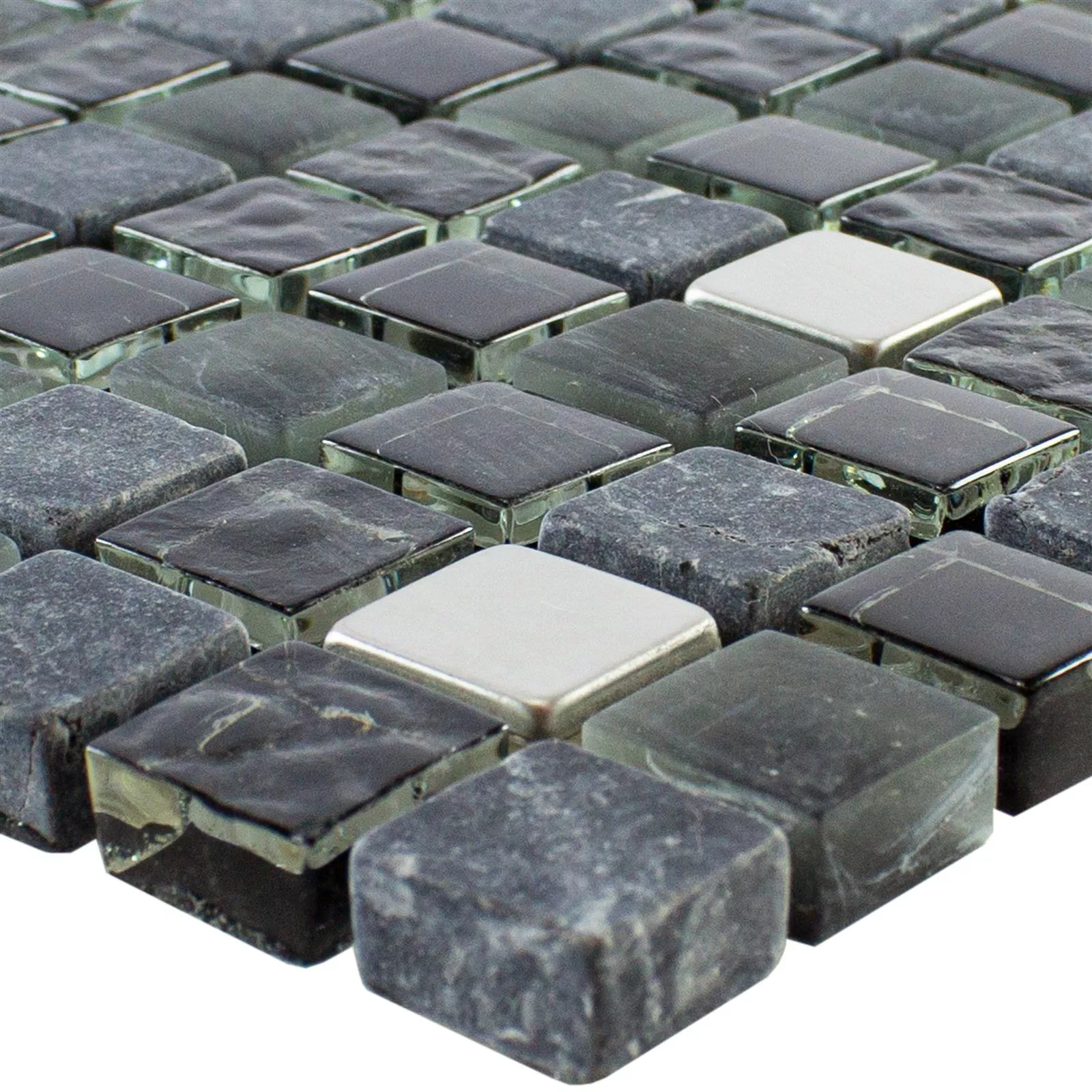 Üveg Természetes Kő Rozsdamentes Acél Mozaik Kosovo Fekete Ezüst