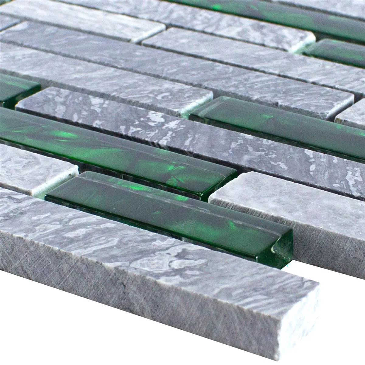 Üveg Természetes Kő Mozaik Csempék Sinop Szürke Zöld Brick