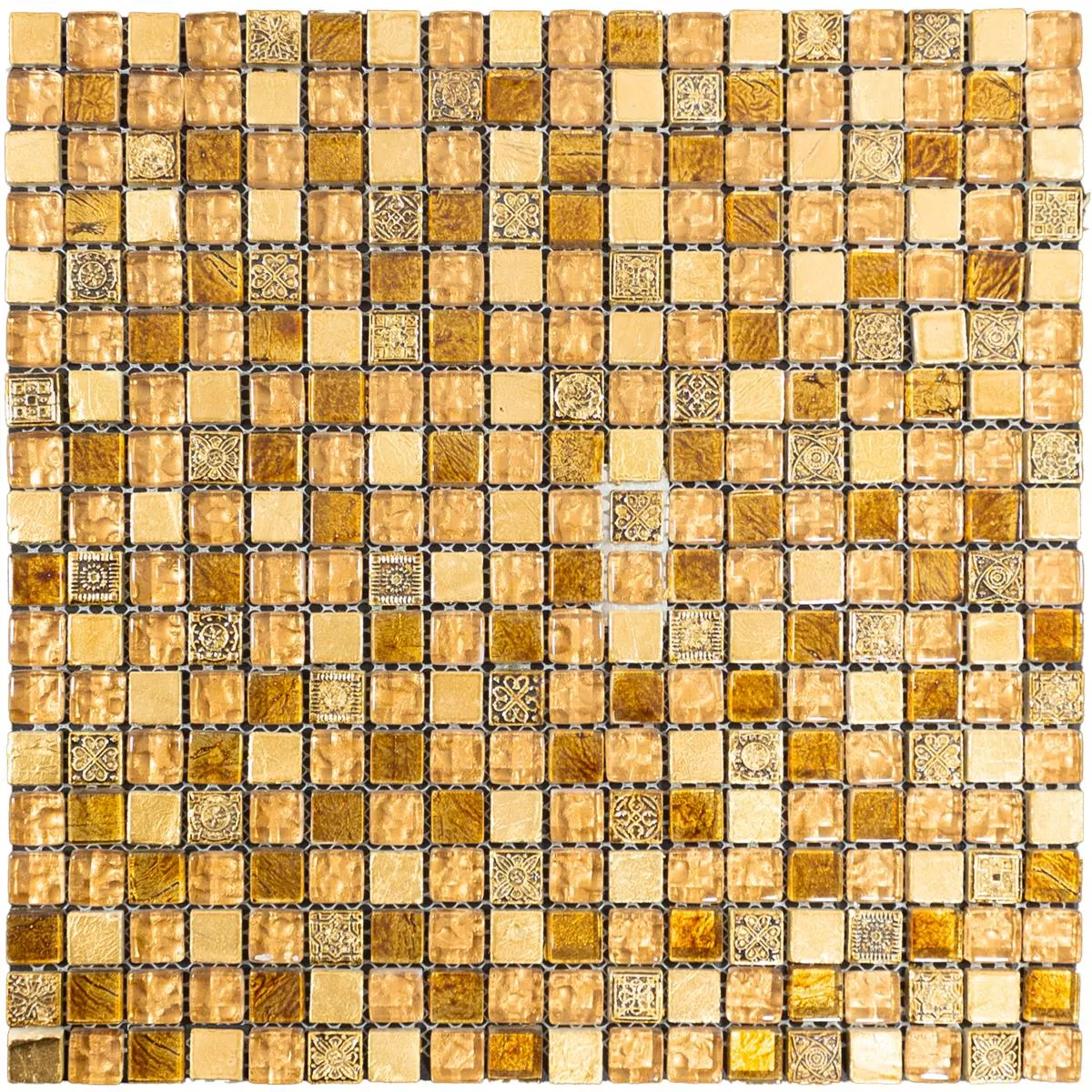 Üveg Üveggolyó Mozaik Csempe Majestic Bézs Arany
