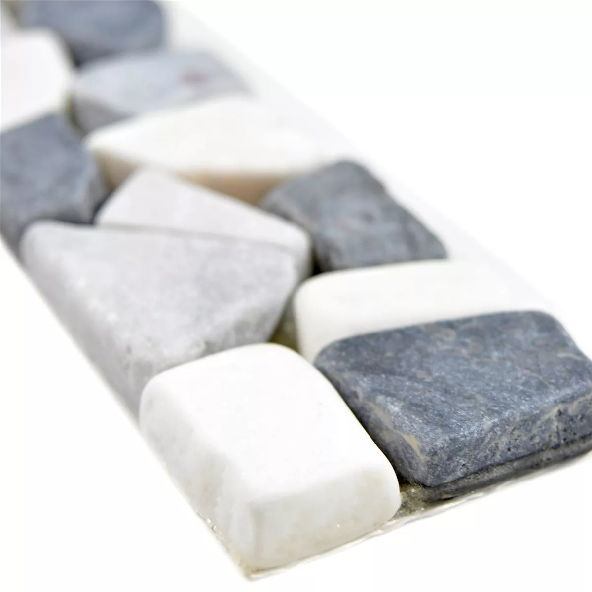 Természetes Kő Csempeszegély Riesco Fekete Szürke Fehér