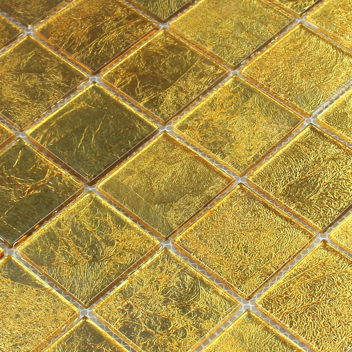 Mozaik Csempe Üveg Hatás Arany 48x48x4mm