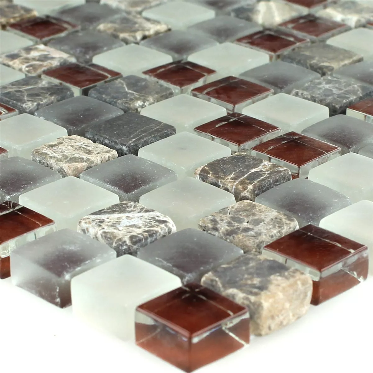 Mozaik Csempe Üveg Üveggolyó 15x15x8mm Barna